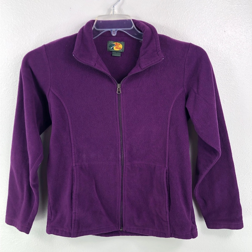 A32 Bass Pro Shops Fleece Sweater Purple Full Zip Long Sleeve VTG Sz Medium